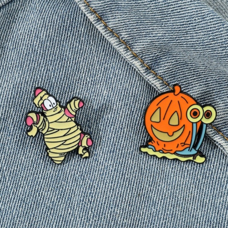 Enamel Pin Set - 2 adet/takım SpongeBob SquarePants Salyangoz Emaye