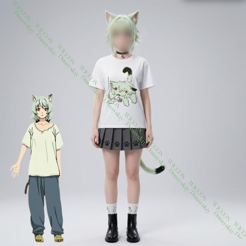 Anime Merchandise T Shirt - Chainsmoker Cat Yaniko Satou Sevimli Baskılı