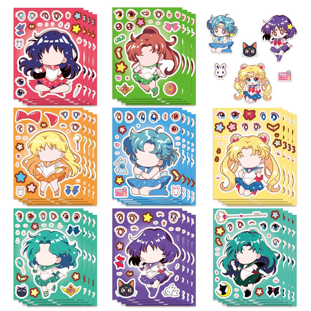 Anime Poster Print - 8/16 adet Sailor Moon yüz değiştirme
