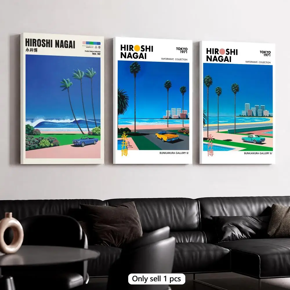 Art Print Framed - H-Hiroshi Nagai Kıyı Şehri Manzarası Çerçeveli