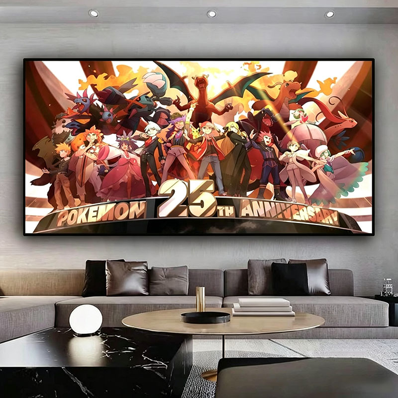 Anime Poster Print - Pokémon Kanvas Dekoratif Tablo Çerçevesiz Çizgi