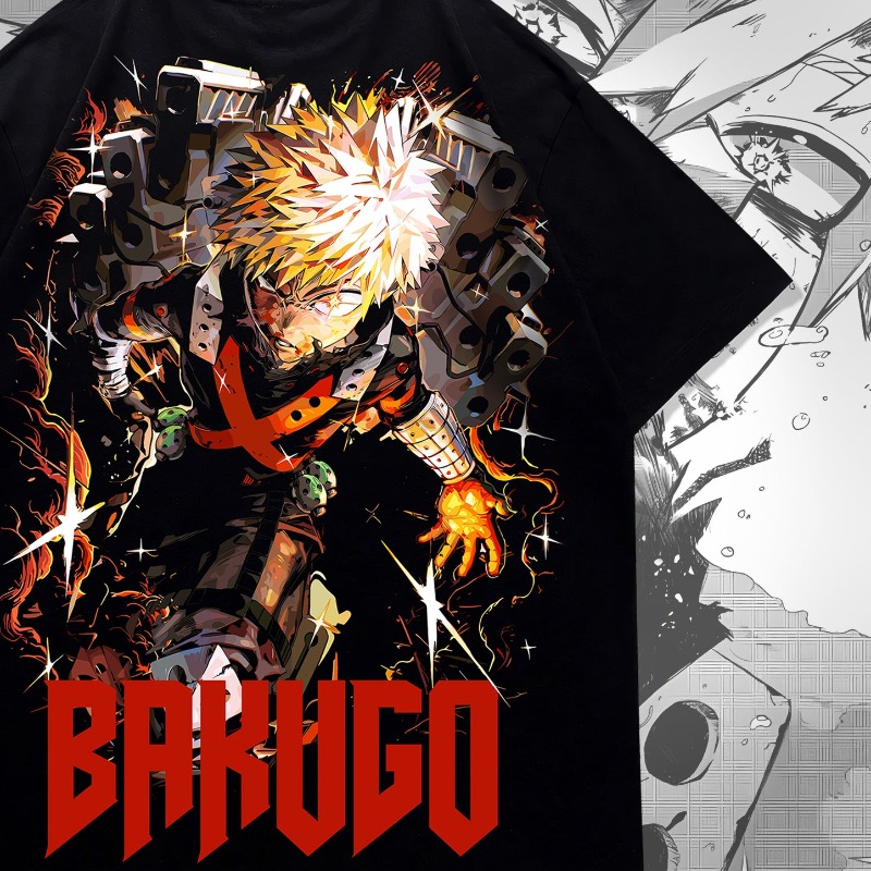 Anime Merchandise Online - Bakugo Anime Çift Taraflı Baskılı Tişört,