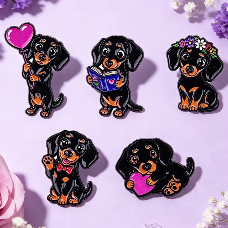 5 adet Sevimli Dachshund Emaye - Enamel Pin Set incelemesi ve fiyatı