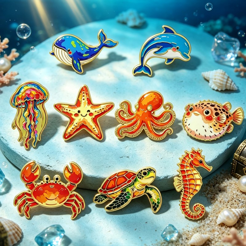 Canlı Okyanus Hayvanı Emaye Ro - Enamel Pin Set incelemesi ve fiyatı