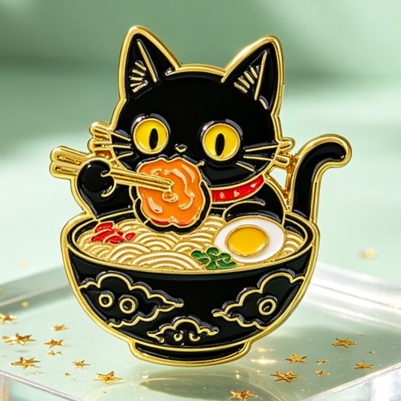 Erişte Yiyen Sevimli Siyah Ked - Enamel Pin Set incelemesi ve fiyatı