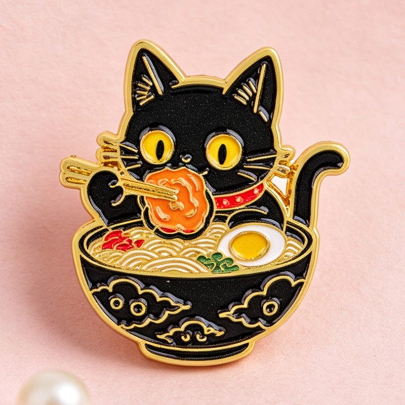 Erişte Yiyen Sevimli Siyah Ked - Enamel Pin Set incelemesi ve fiyatı