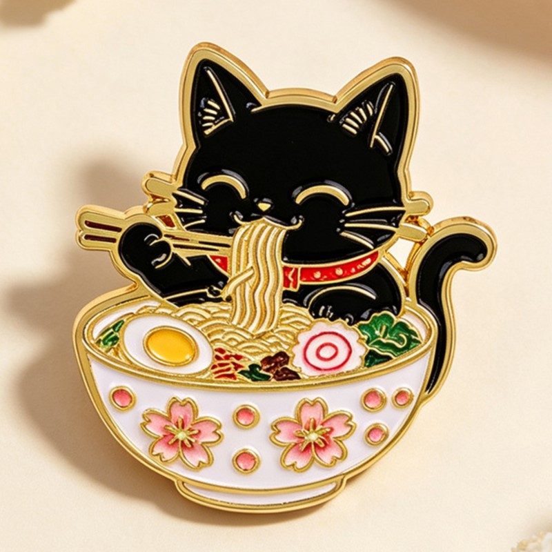Erişte Yiyen Sevimli Siyah Ked - Enamel Pin Set incelemesi ve fiyatı